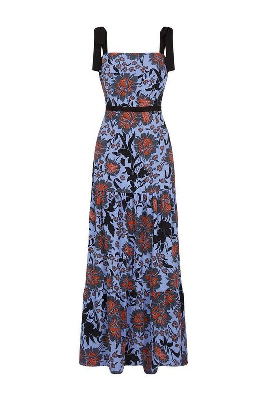 Wallis Blue Floral Contrast Tie Tiered Dress 5