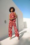 Wallis Black and Red Floral Wide Leg Trouser thumbnail 1