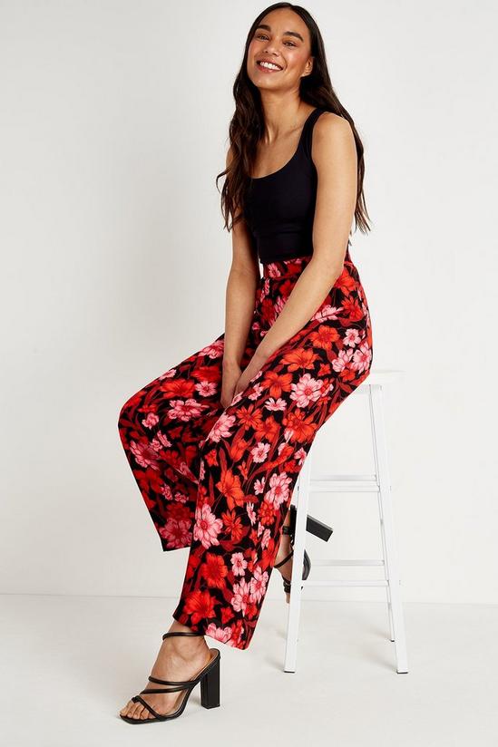 Wallis Black and Red Floral Wide Leg Trouser 2