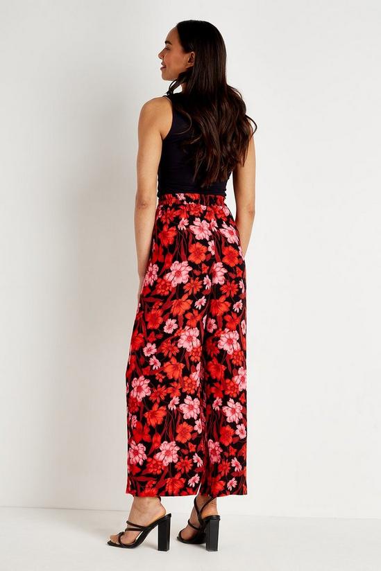 Wallis Black and Red Floral Wide Leg Trouser 3