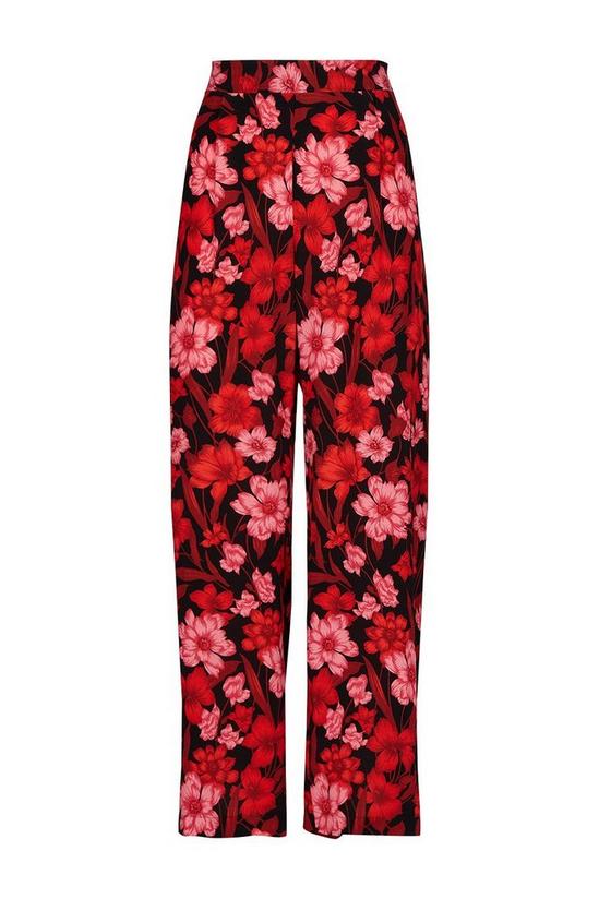 Wallis Black and Red Floral Wide Leg Trouser 5