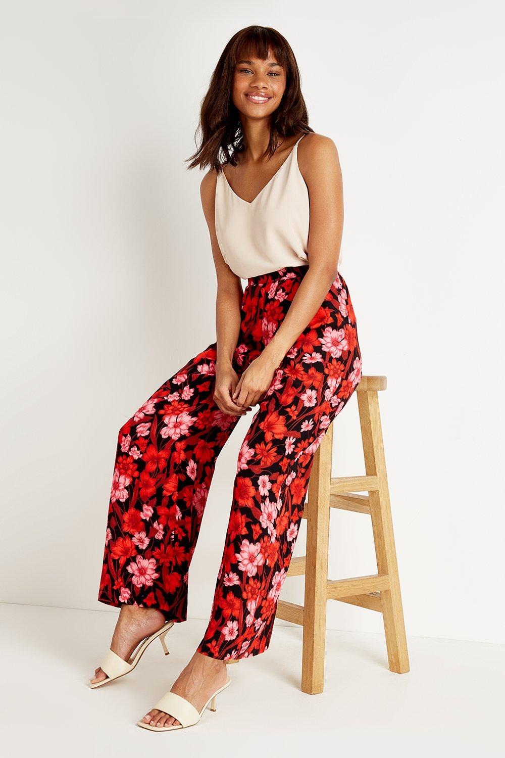 Red 2024 floral trousers