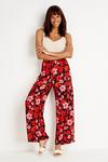 Wallis Tall Black Red Pink Floral Wide Leg Trousers thumbnail 2