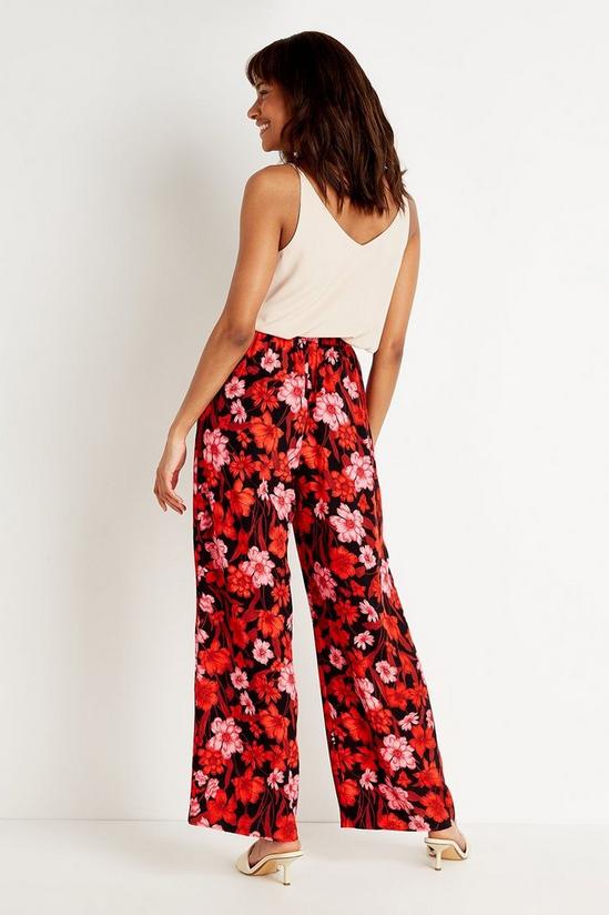 Wallis Tall Black Red Pink Floral Wide Leg Trousers 3