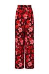 Wallis Tall Black Red Pink Floral Wide Leg Trousers thumbnail 5