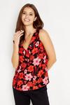 Wallis Tall Black and Red Floral Halter Top thumbnail 1