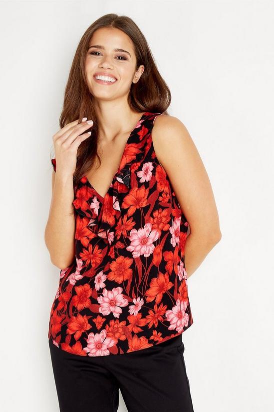 Wallis Tall Black and Red Floral Halter Top 1