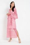 Wallis Pink Metallic Geo Frill Sleeve Maxi Dress thumbnail 1