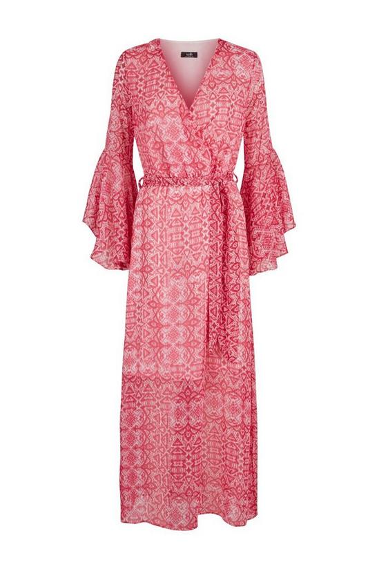 Wallis Pink Metallic Geo Frill Sleeve Maxi Dress 5