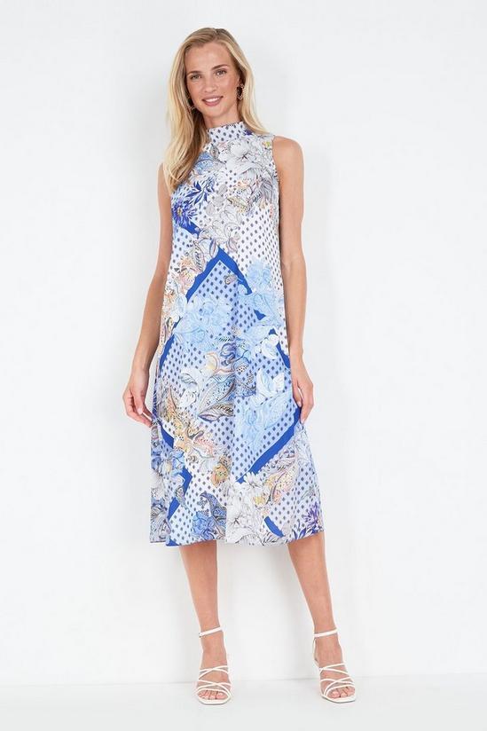 Wallis Blue Paisley Scarf Print Halter Midi Dress 1