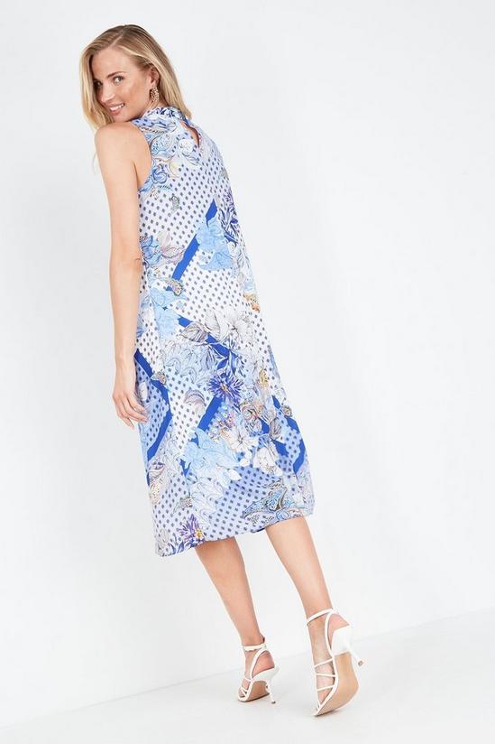 Wallis Blue Paisley Scarf Print Halter Midi Dress 3