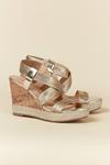 Wallis Gold Crossover Strap Wedge Sandals thumbnail 1