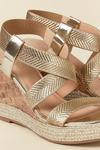 Wallis Gold Crossover Strap Wedge Sandals thumbnail 2