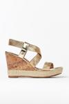 Wallis Gold Crossover Strap Wedge Sandals thumbnail 3
