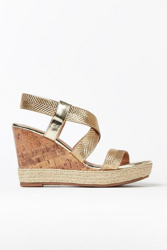 Wallis Gold Crossover Strap Wedge Sandals 3