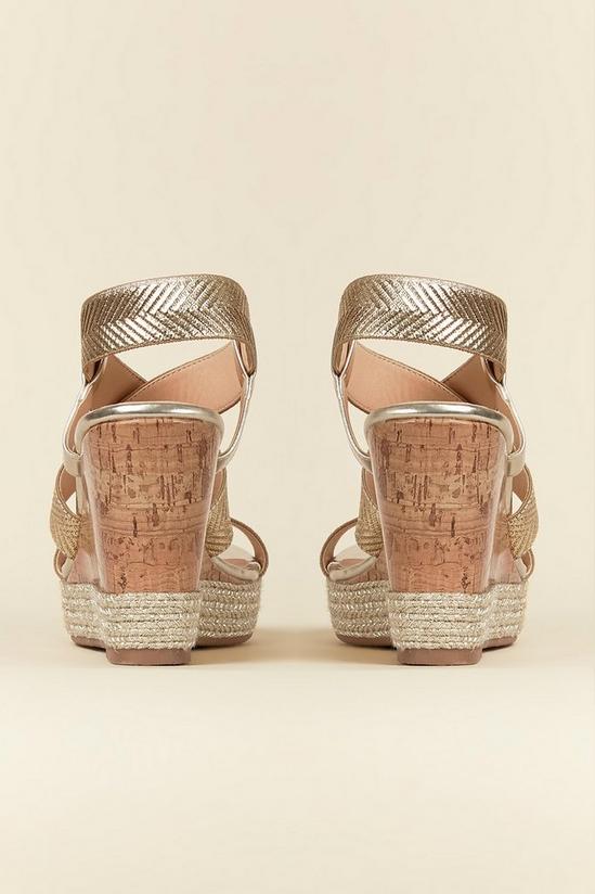 Wallis Gold Crossover Strap Wedge Sandals 4