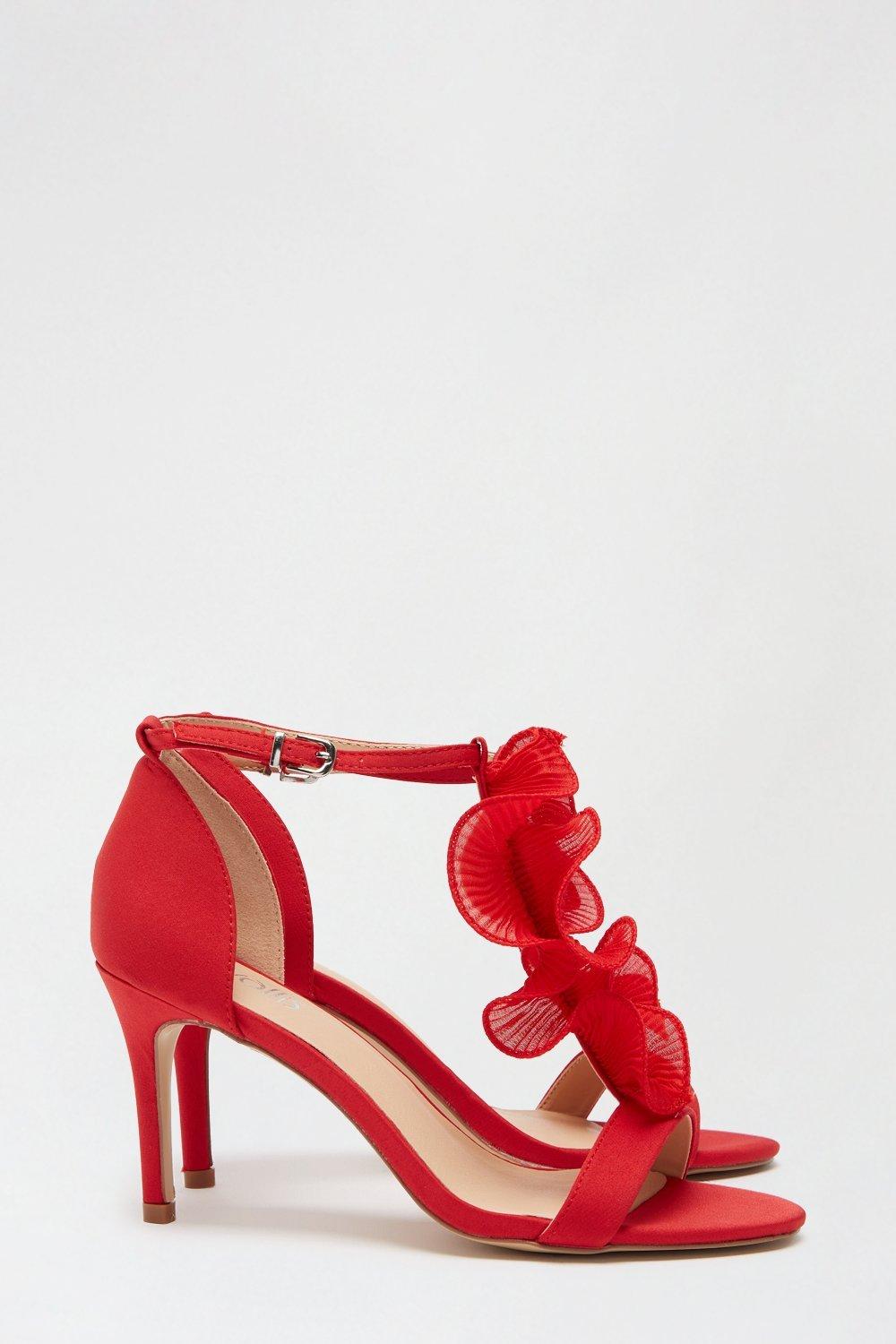 Red sales ruffle heels