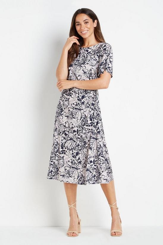 Wallis Butterfly Print Ruched Side Dress 2