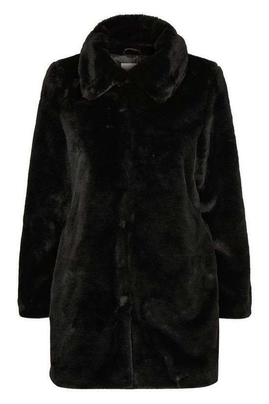 Wallis Petite Black Faux Fur Midi Coat 5