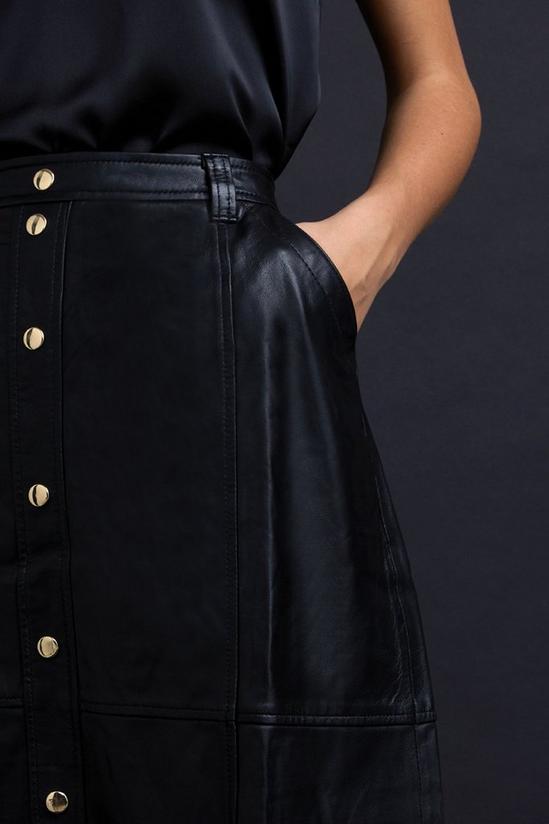 Wallis Leather Button Through Pencil Skirt 4