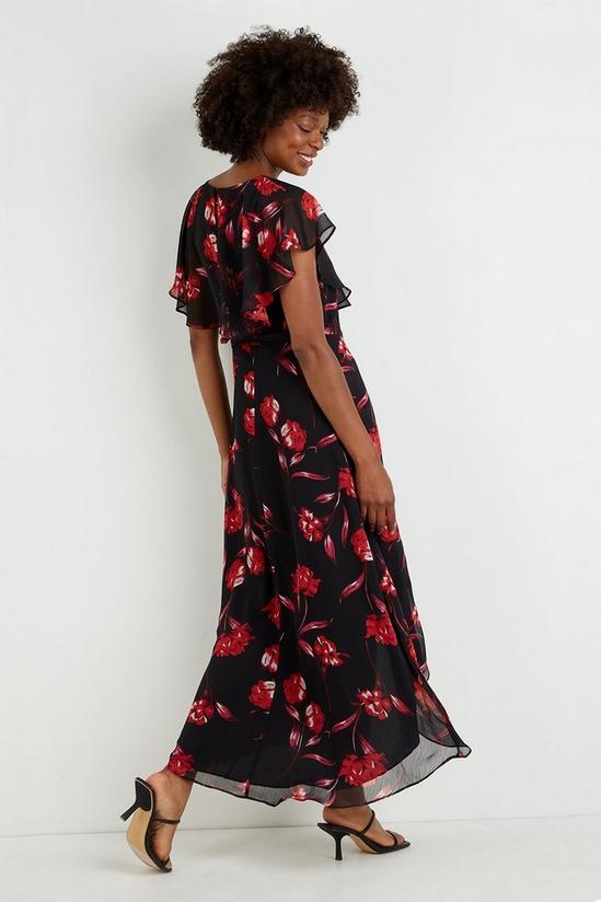 Wallis Black Peony Floral Cape Dress 3