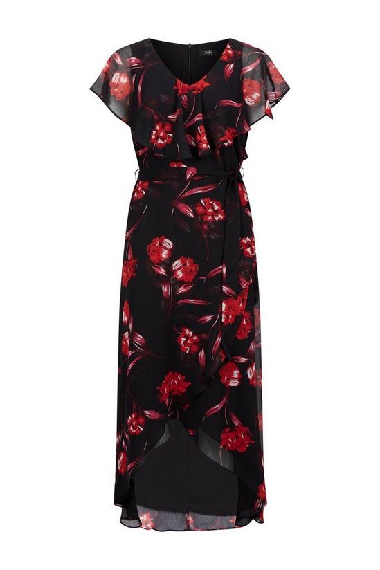 Wallis Black Peony Floral Cape Dress 5