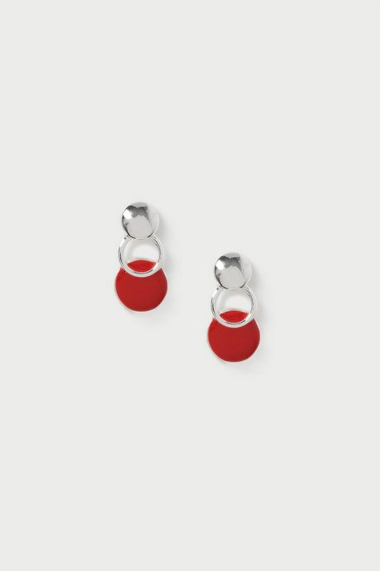Wallis Red Enamel Circle Earrings 1