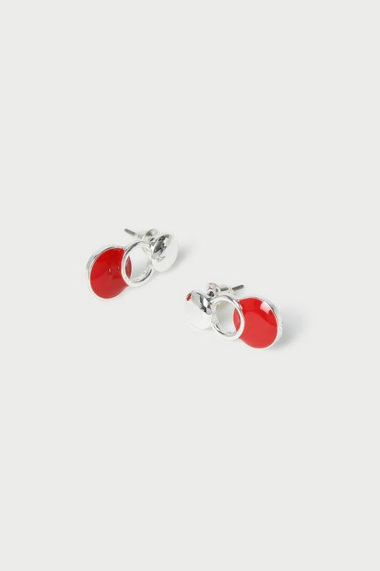 Wallis Red Enamel Circle Earrings 2