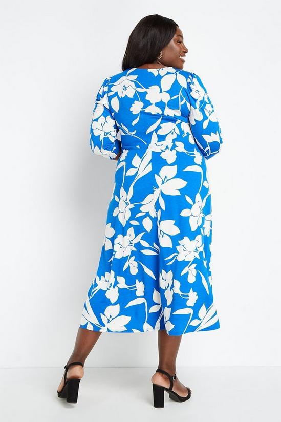 Wallis Curve Blue Floral Jersey Midi Dress 3