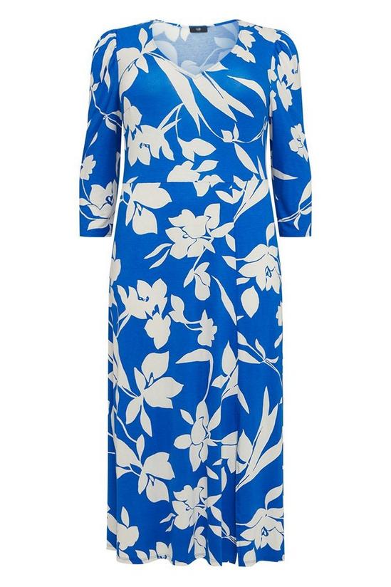 Wallis Curve Blue Floral Jersey Midi Dress 5