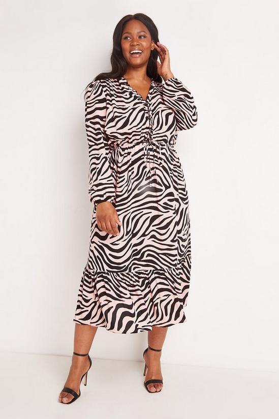 Wallis Curve Blush Zebra Frill Midi Dress 1