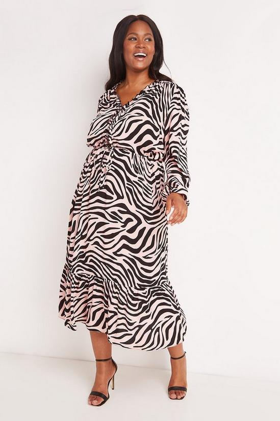 Wallis Curve Blush Zebra Frill Midi Dress 2