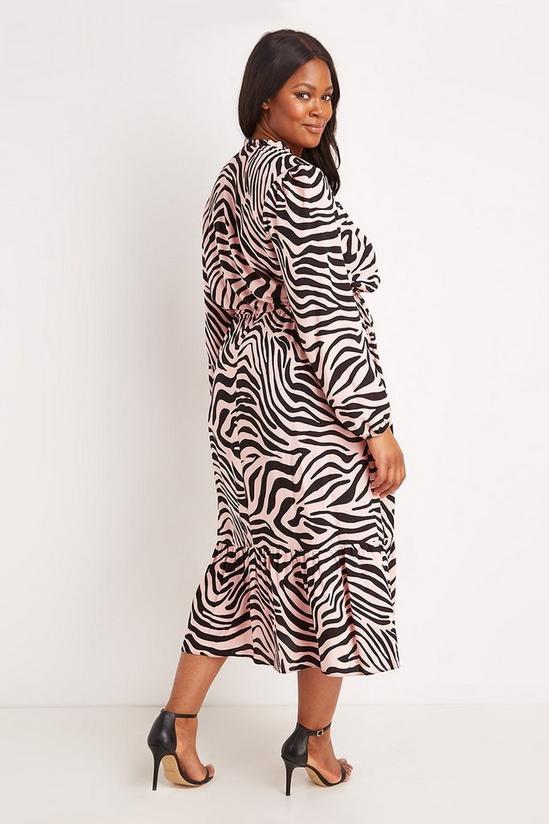 Wallis Curve Blush Zebra Frill Midi Dress 3