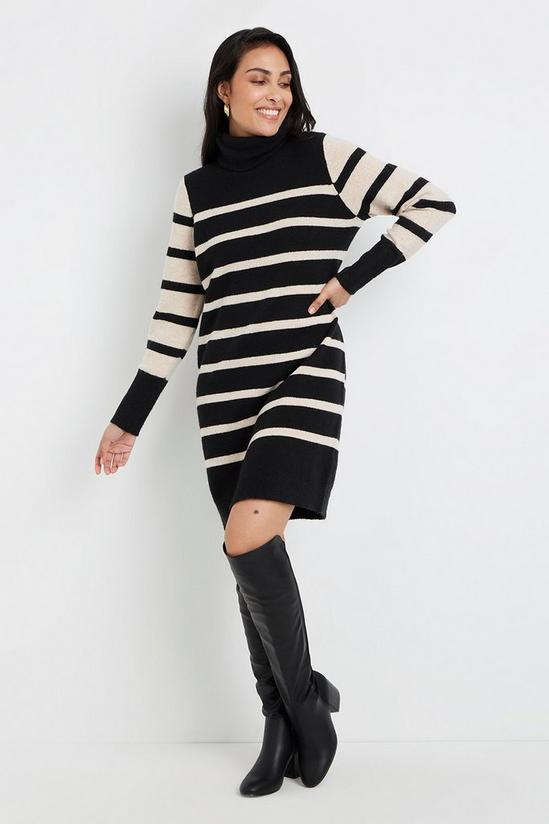 Wallis Petite Contrast Stripe Knitted Dress 1