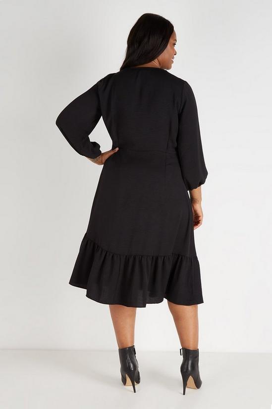 Wallis Curve Black Button Through Midi Tiered Dress 3