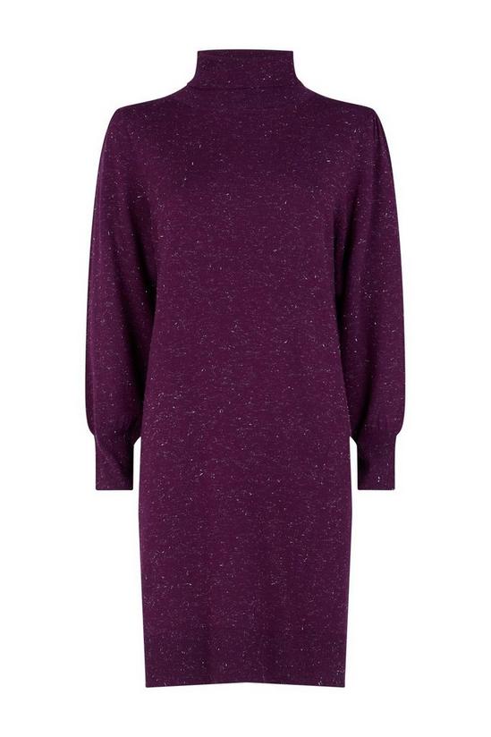 Wallis Petite Purple Metallic Knitted Roll Neck Dress 5