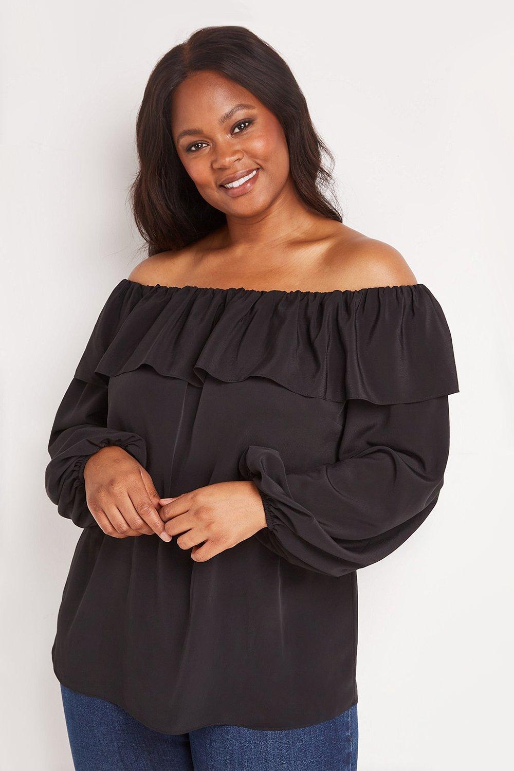 Dressy black off the shoulder clearance top