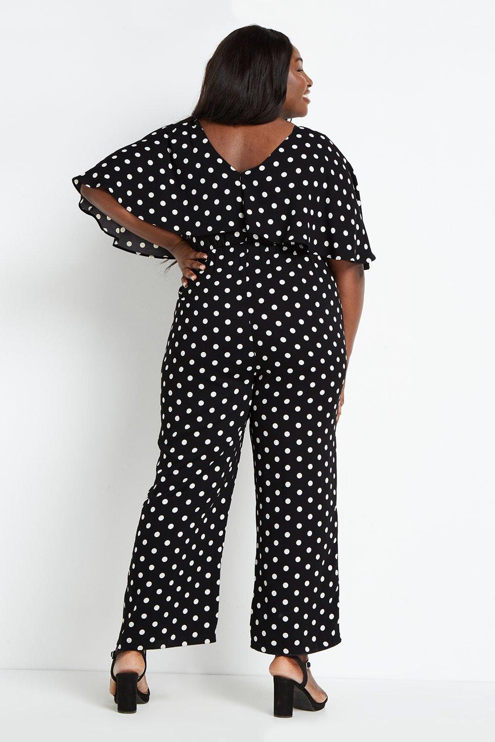 Wallis black sale polka dot jumpsuit