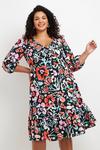Wallis Curve Floral Button Through Tiered Midi Dress thumbnail 1