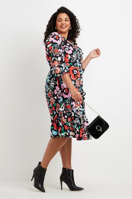 Wallis Curve Floral Button Through Tiered Midi Dress 2