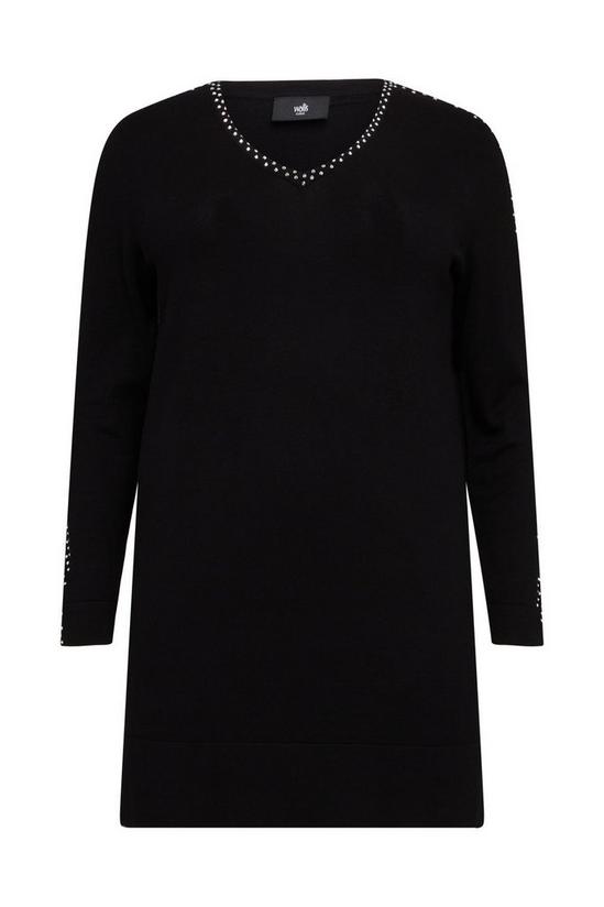 Wallis Curve Black Crystal Embellished Sleeve V Neck Dress 5