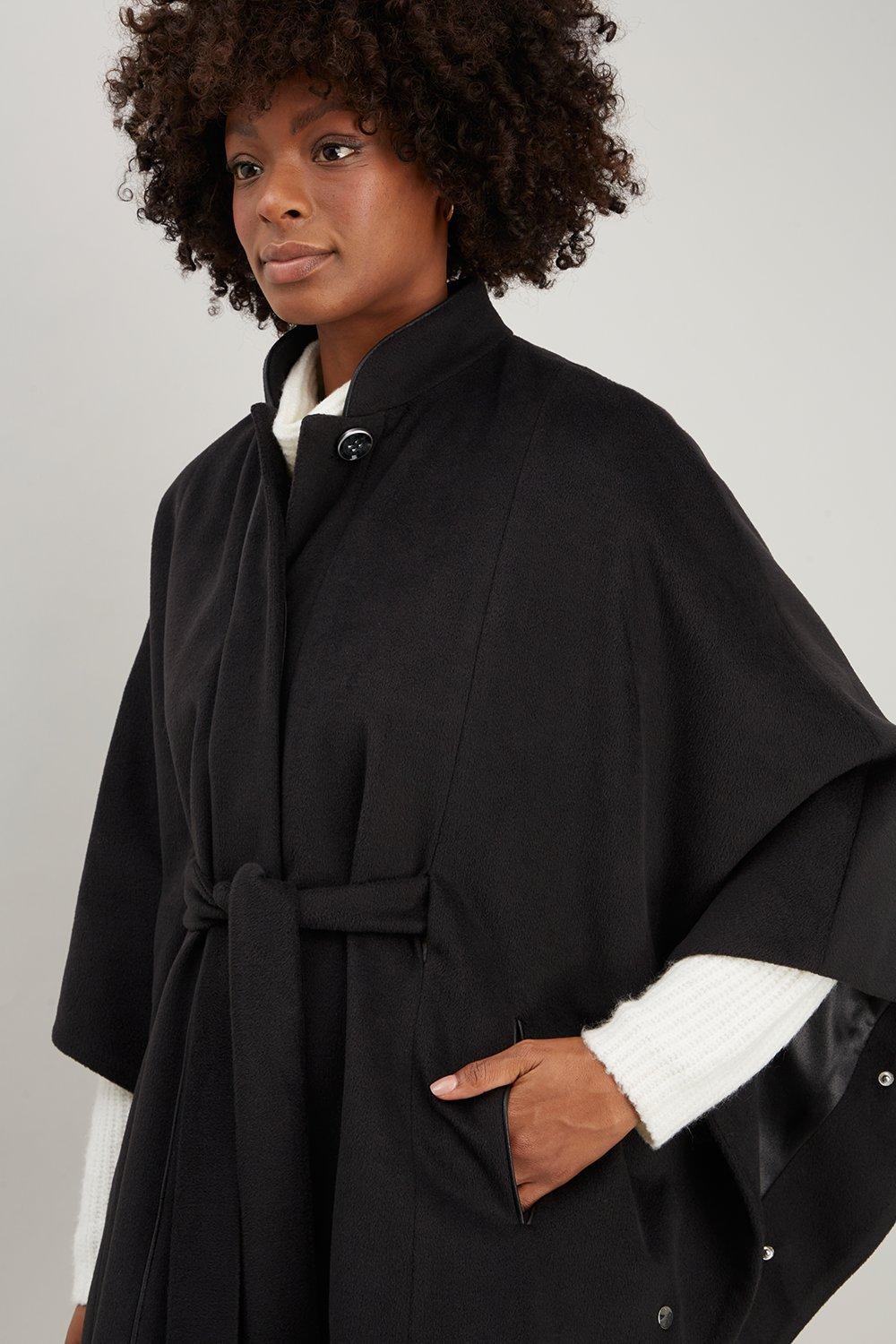 Belted cape outlet coat