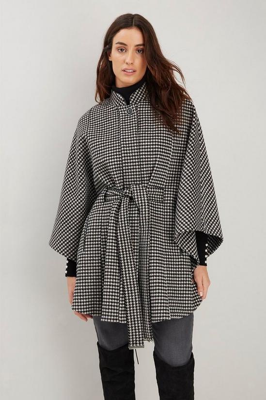 Wallis Mini Dogtooth Check Belted Cape 1