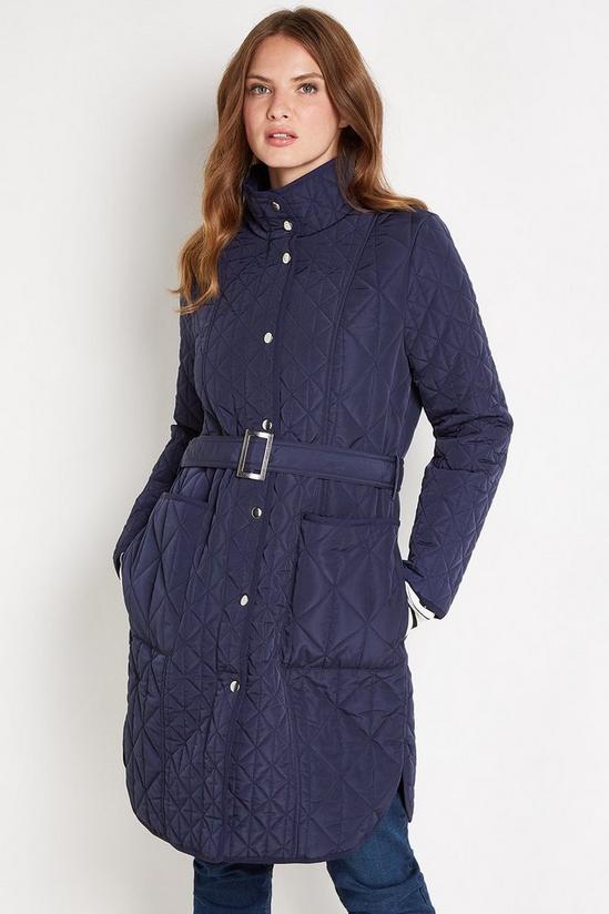 Wallis Quilted Funnel Neck Belted Midi Coat 1