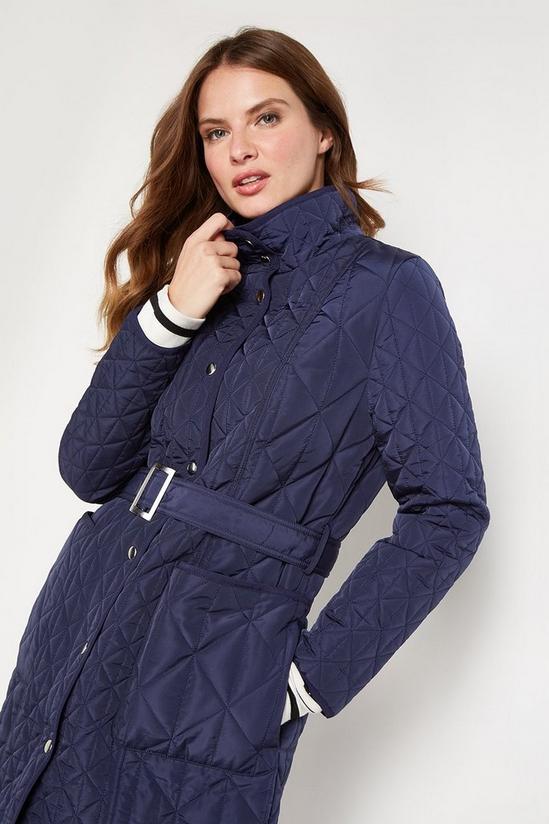 Wallis Quilted Funnel Neck Belted Midi Coat 4