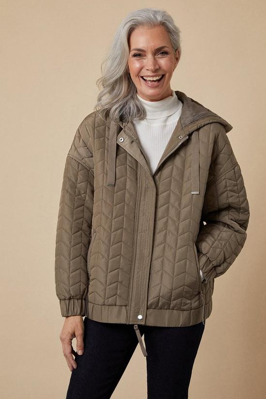 Wallis Quilted Hooded Bomber Jacket 1