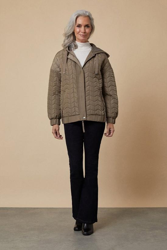 Wallis Quilted Hooded Bomber Jacket 2