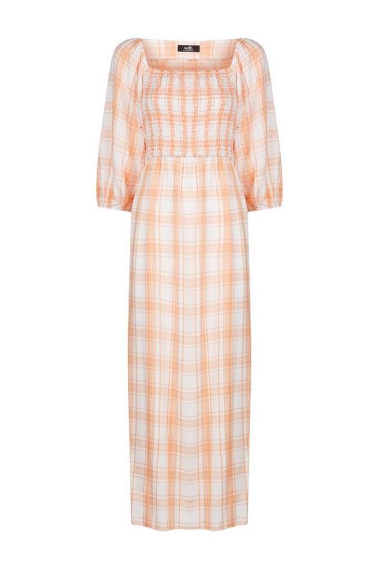 Wallis Orange Check Square Neck Midi Dress 5