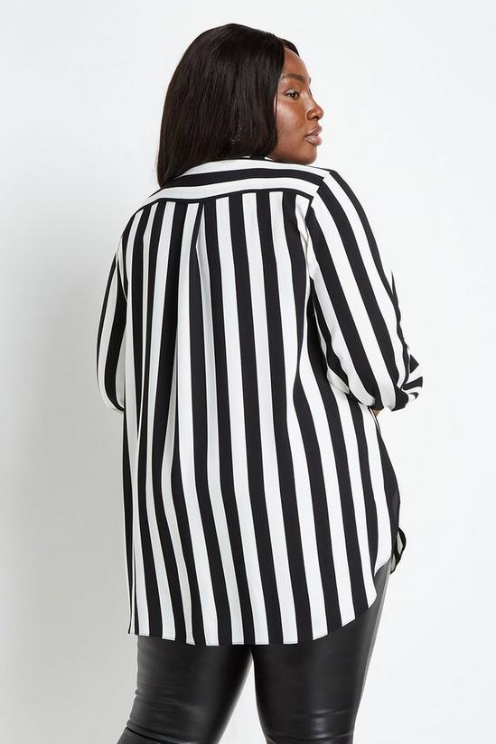 Wallis Curve Mono Stripe Long-line Shirt 3