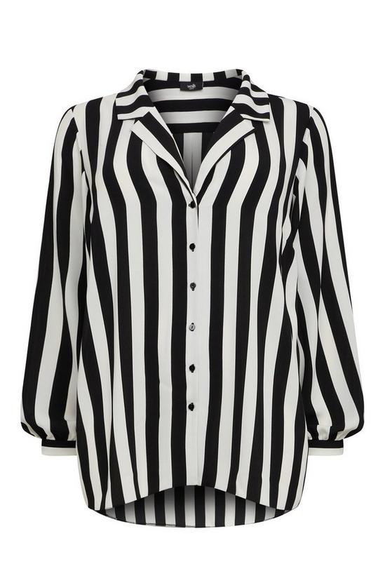 Wallis Curve Mono Stripe Long-line Shirt 5